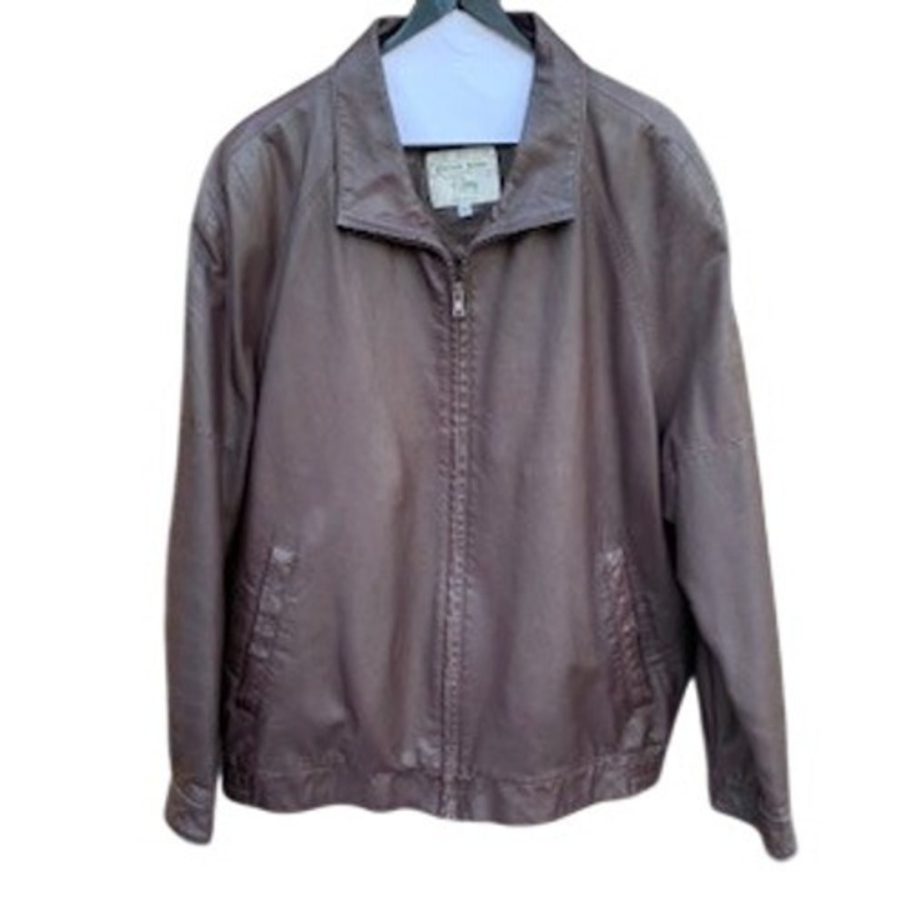 Patrick James by Remy Leather Mens Brown Bomber Jacket Size 42 Made in USA Zip